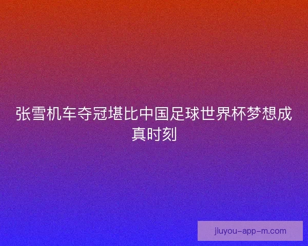 张雪机车夺冠堪比中国足球世界杯梦想成真时刻