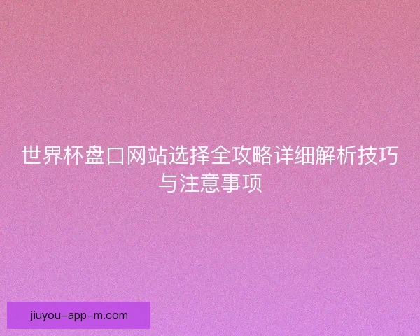 世界杯盘口网站选择全攻略详细解析技巧与注意事项 世界杯盘口网站选择全攻略详细解析技巧与注意事项